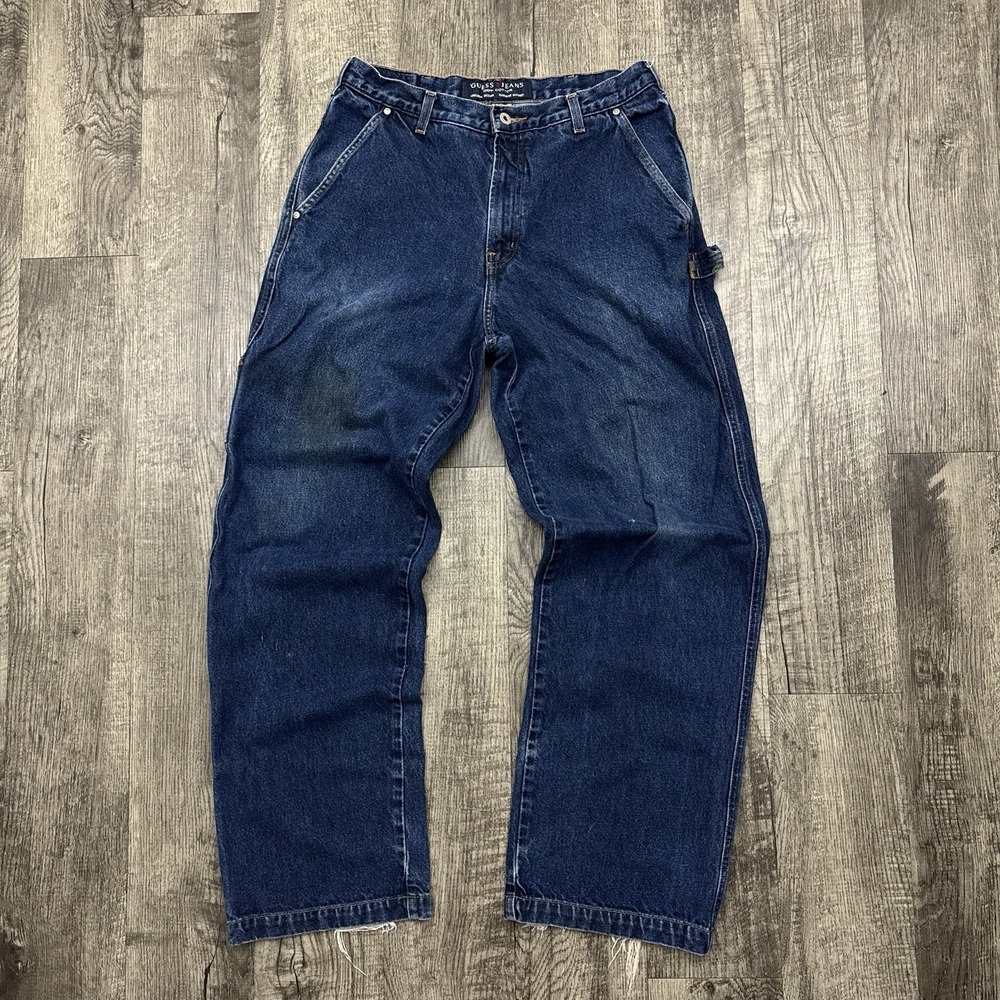 Vintage Guess Workwear Style Carpenter Grunge Baggy Denim Jeans 32x32